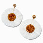 Gold-tone Raffia Daisy 3&quot; Drop Earrings,