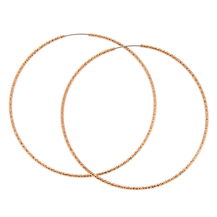 60MM Rose Gold-toned Sandblasted Hoop Earrings,