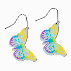 Rainbow Butterfly Acrylic 1&quot; Drop Earrings,