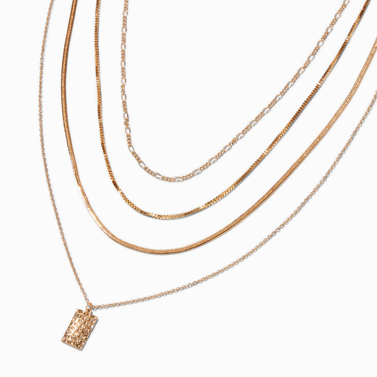 Gold Hammered Pendant Woven Multi-Strand Necklace,