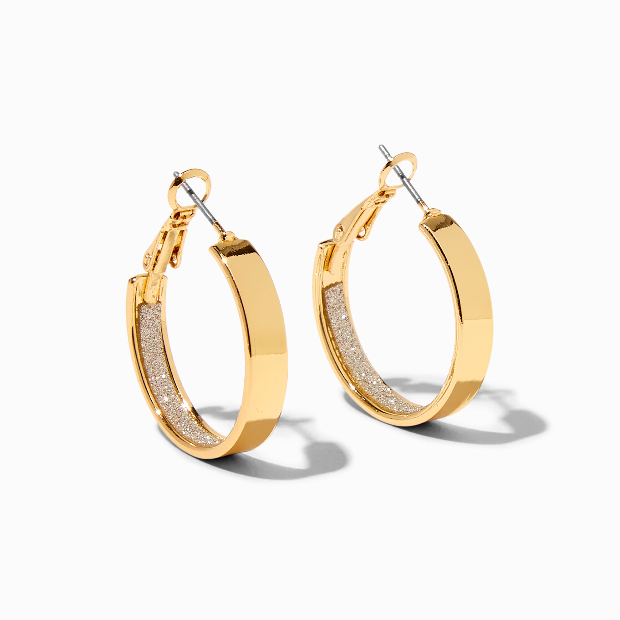 Gold sparkle hoop clearance earrings