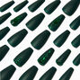 Green Bling Squareletto Vegan Faux Nail Set - 24 Pack,