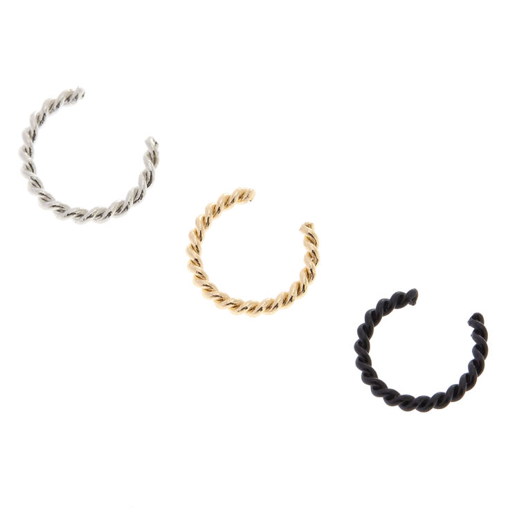 Mixed Metal Braided Twist Faux Nose Rings,