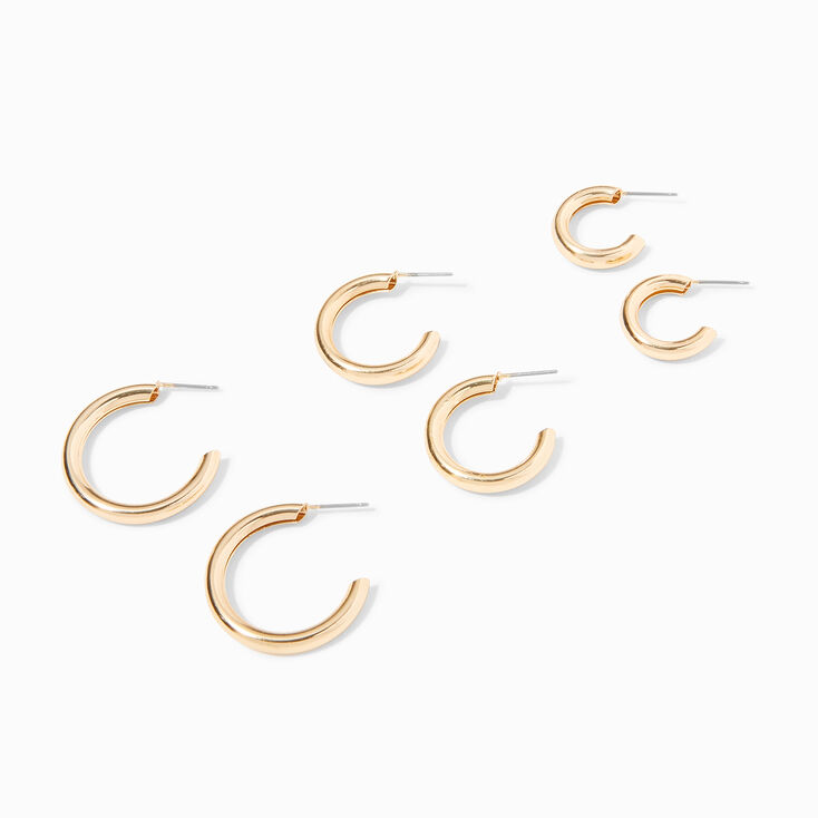 Gold Graduated Hoop Earrings - 3 Pack,