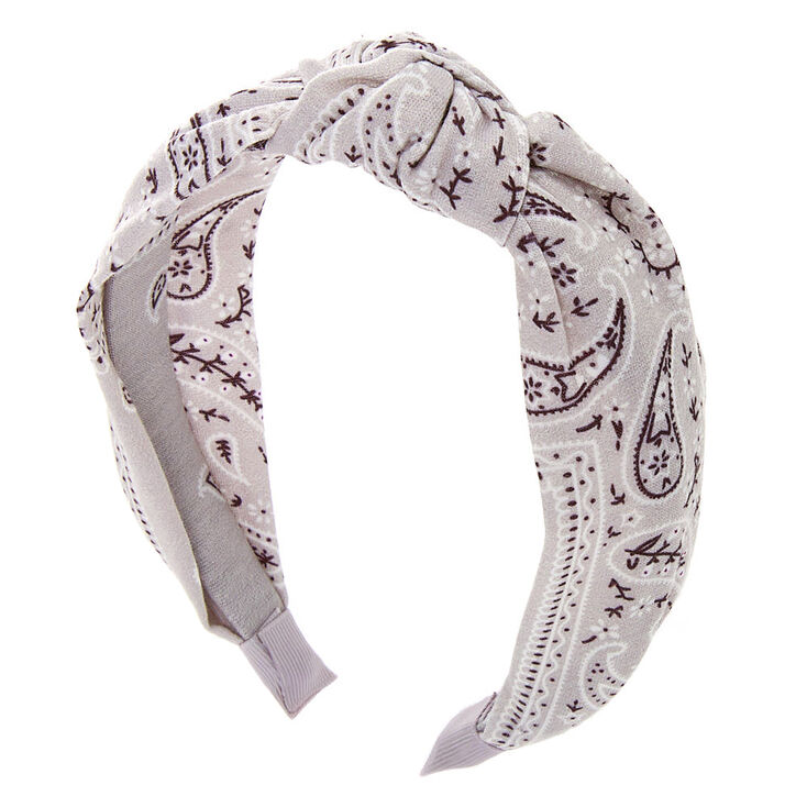 Bandana Knotted Headband - Light Gray,