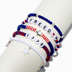 &quot;Freedom&quot; Beaded Stretch Bracelet Set - 5 Pack,