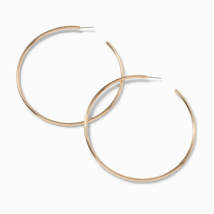 Gold-tone 80MM Post Back Hoop Earrings,