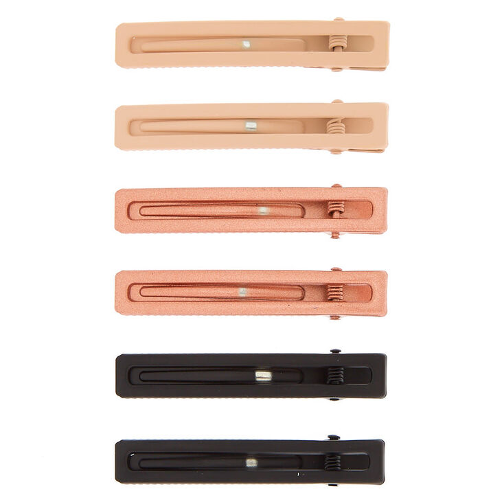 Rectangle Matte Neutral Hair Clips - 6 Pack,