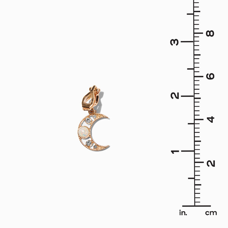 Gold-tone Sun &amp; Moon 0.5&quot; Clip-On Drop Earrings,