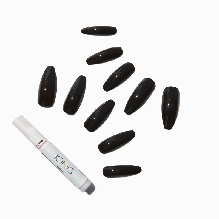 Glossy Black XL Stiletto Vegan Faux Nail Set - 24 Pack,