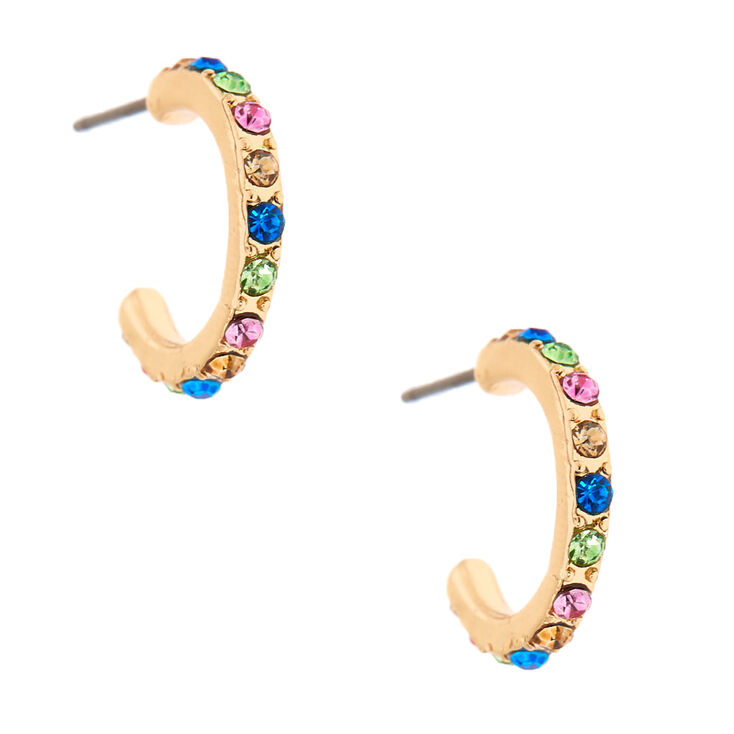 Gold 15MM Rainbow Hoop Earrings,