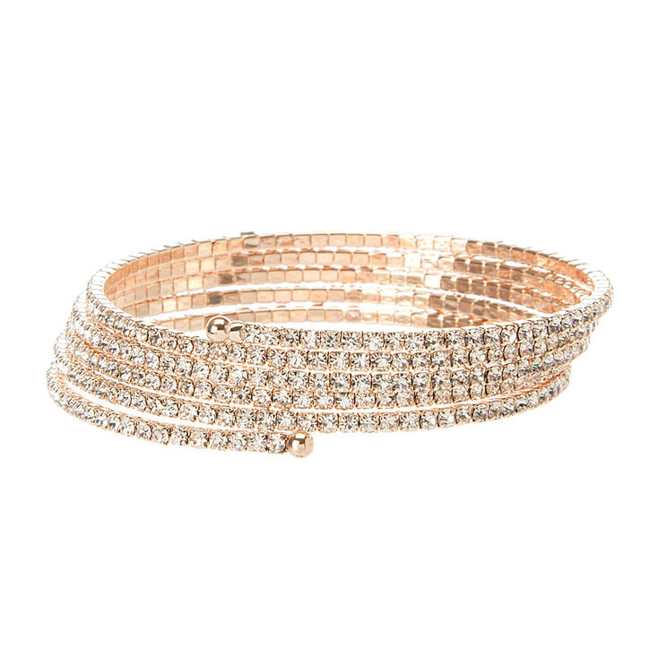 Rose Gold Studded Coil Statement Bracelet,