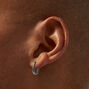 Silver Titanium 12MM Oval Hoop Earrings,