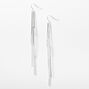 Silver Rhinestone 4&quot; Linear Sticks Drop Earrings,