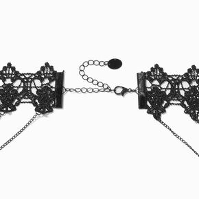 Beaded Black Lace Choker Necklace ,