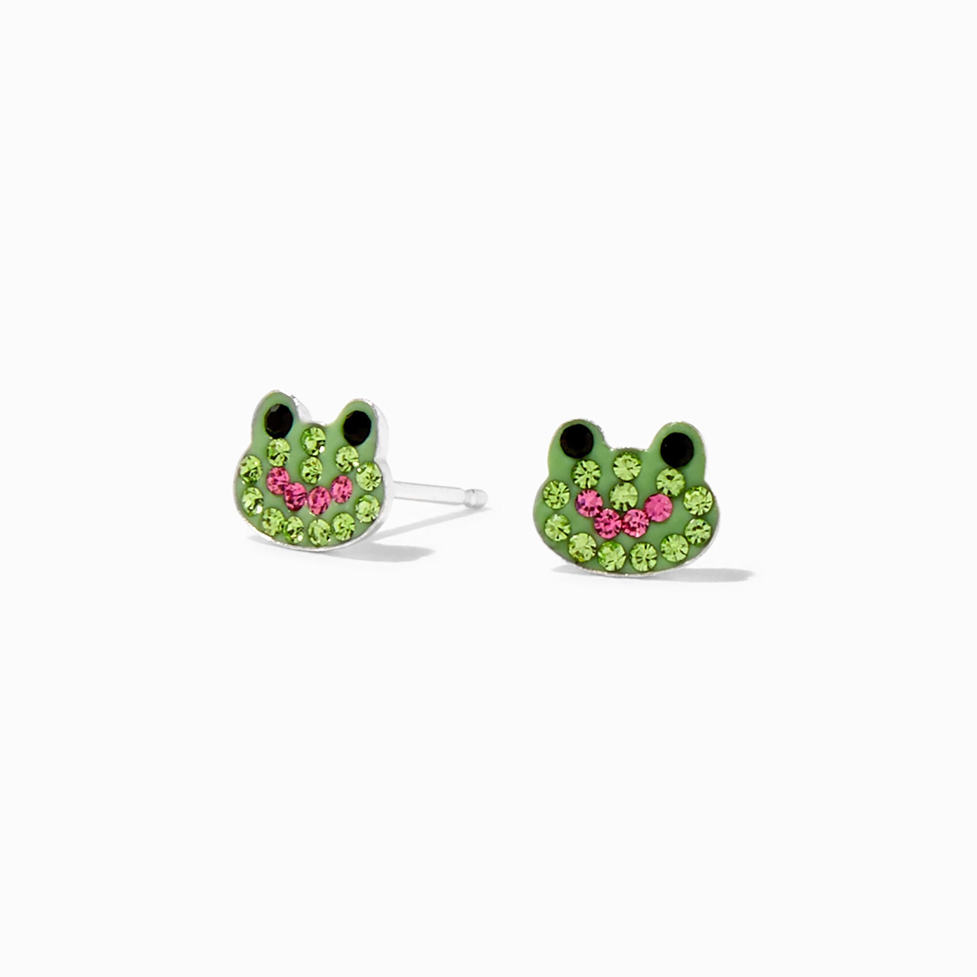 Sterling Silver Crystal Frog Stud Earrings Icing US
