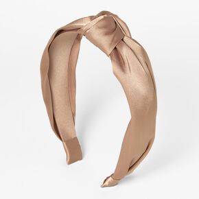 Tan Satin Knotted Headband,