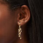 Gold Daisy Outline 1&quot; Clip-On Drop Earrings,