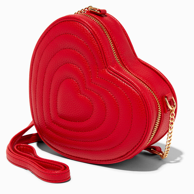 DEEP RED COLOR GUILTED CROSSBODY BAG WITH GOLD CHAIN