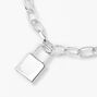 Silver Padlock Charm Chain Link Bracelet,