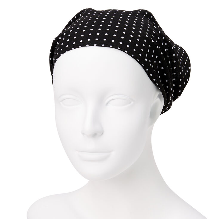 Black &amp; White Polka Dot Head Scarf,