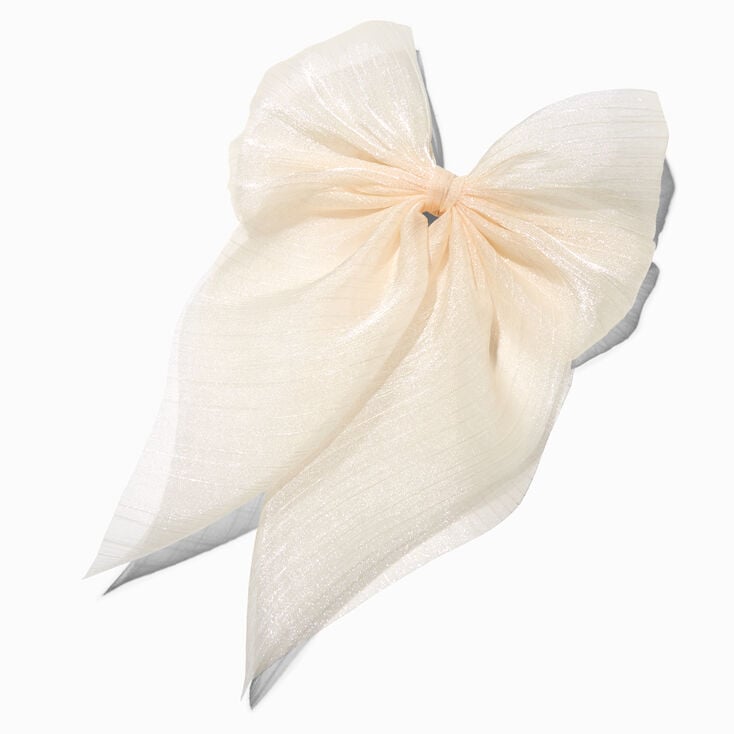 Ivory Sheer Hair Bow Clip,