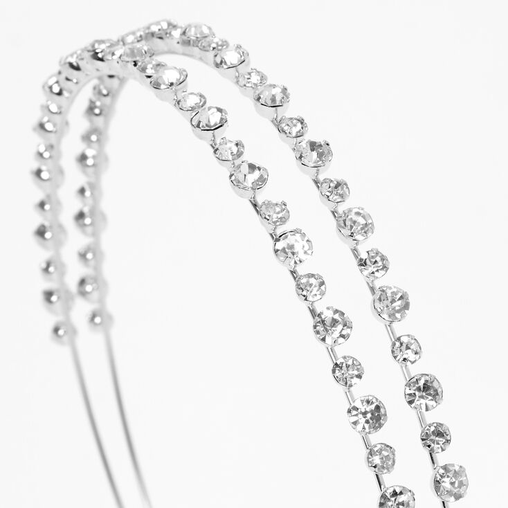 Two Row Silver Rhinestone Headband,
