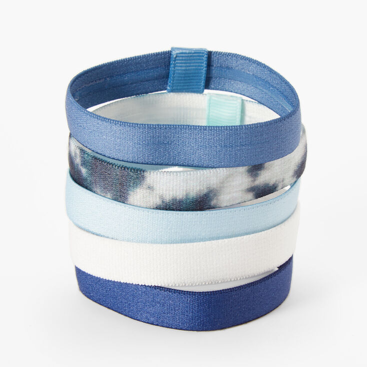 Mixed Blue Sport Grip Hair Ties - 5 Pack,