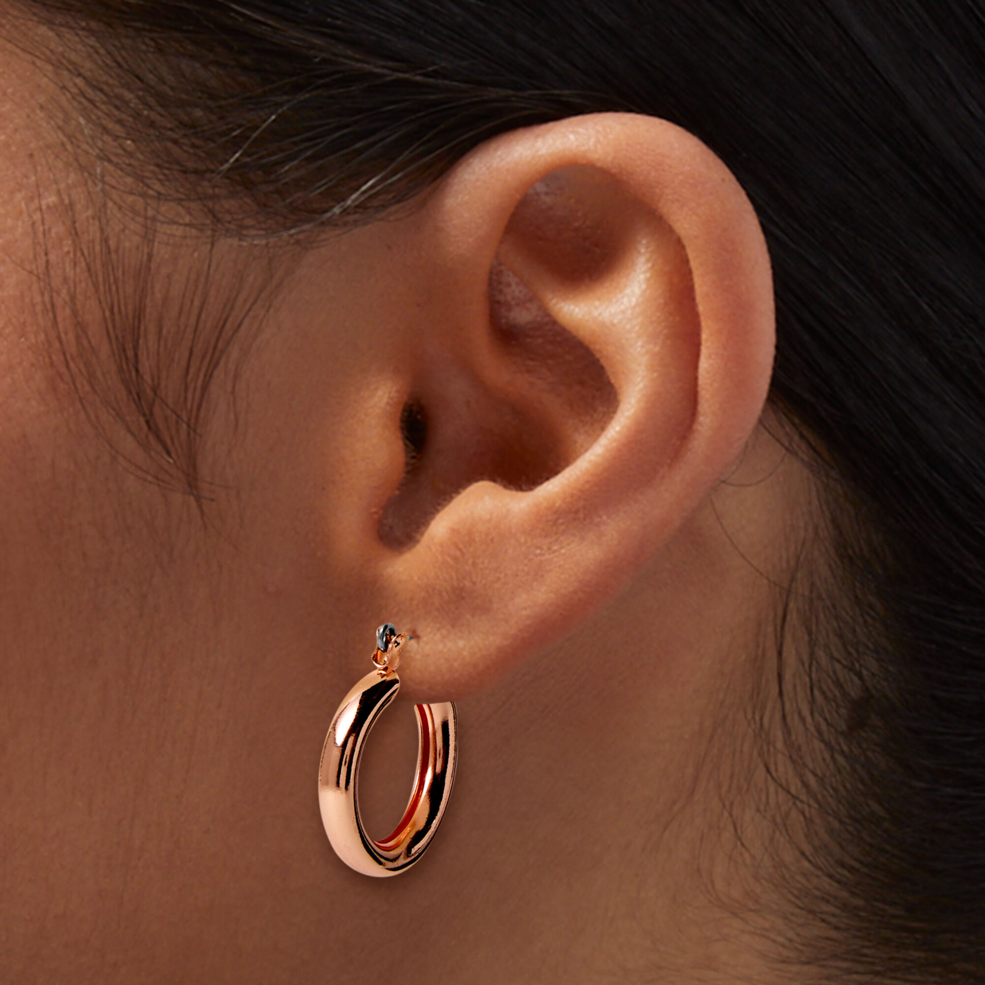 Rose Gold tone 20MM Tube Hoop Earrings Icing US