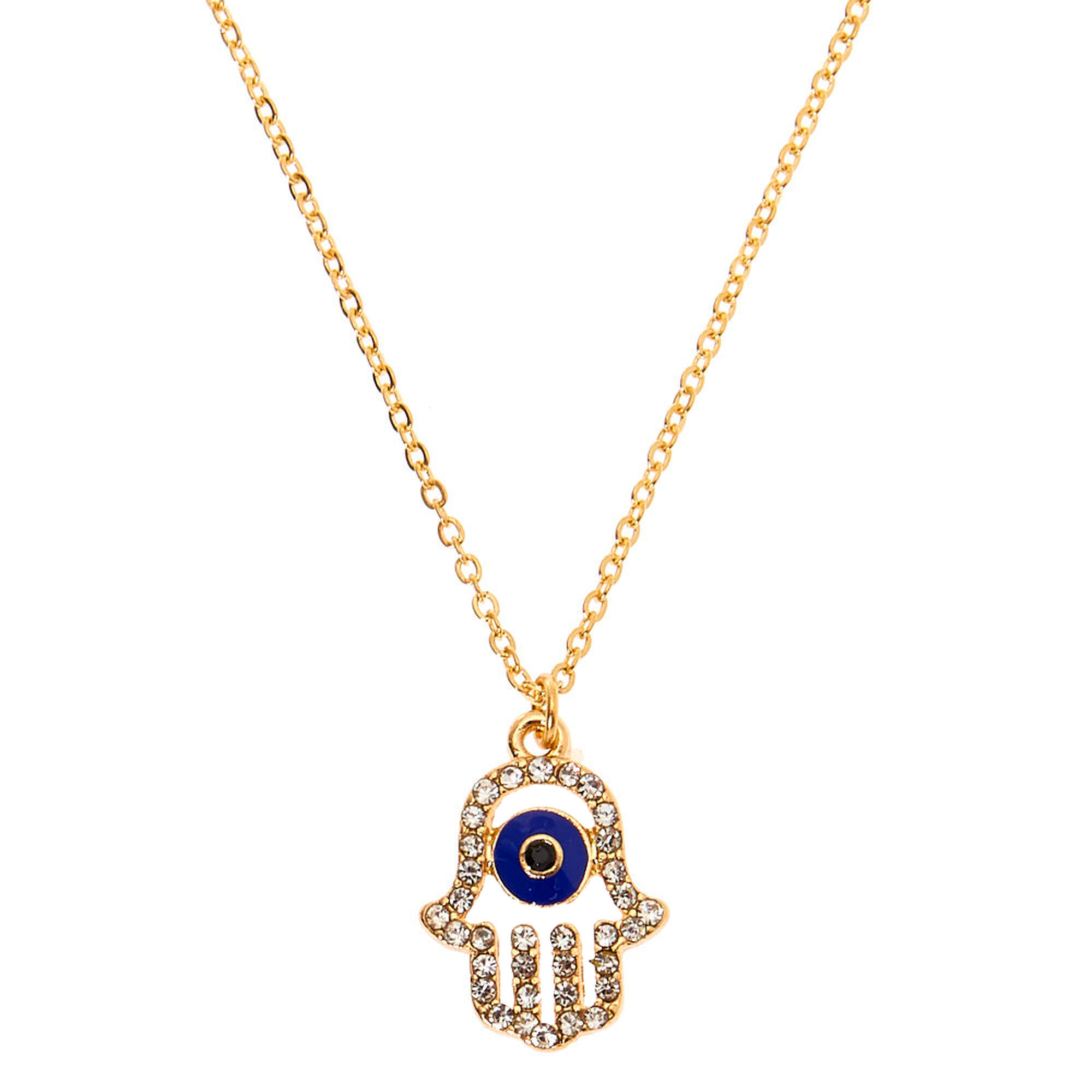 Gold Hamsa Hand Pendant Necklace