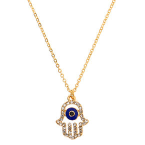Gold Hamsa Hand Pendant Necklace,