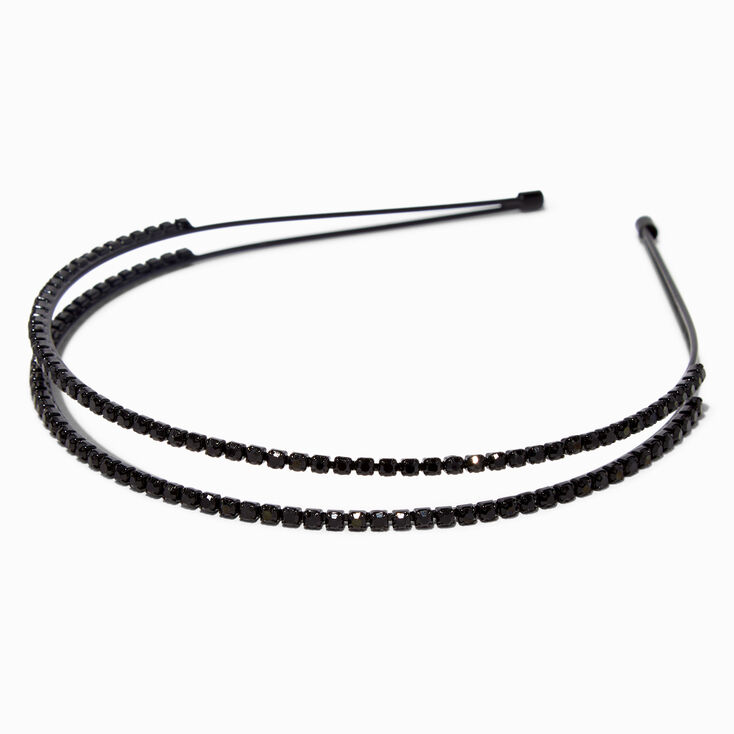 Black Two-Row Rhinestone Headband,