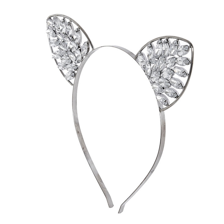 Hematite Bling Cat Ears Headband,