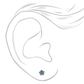 Gold Flower Crystal Pearl Stud Earrings - 9 Pack,
