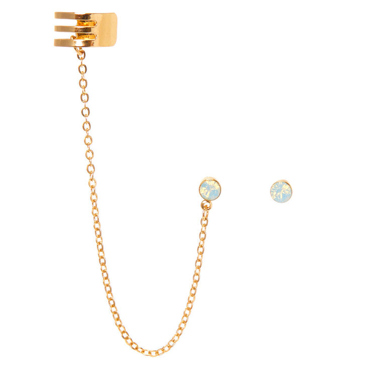 Gold Ear Connector Earrings,