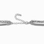 Silver-tone Sleek Cup Chain Multi-Strand Choker Necklace,