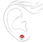 Sterling Silver Embellished Red Mushroom Stud Earrings,