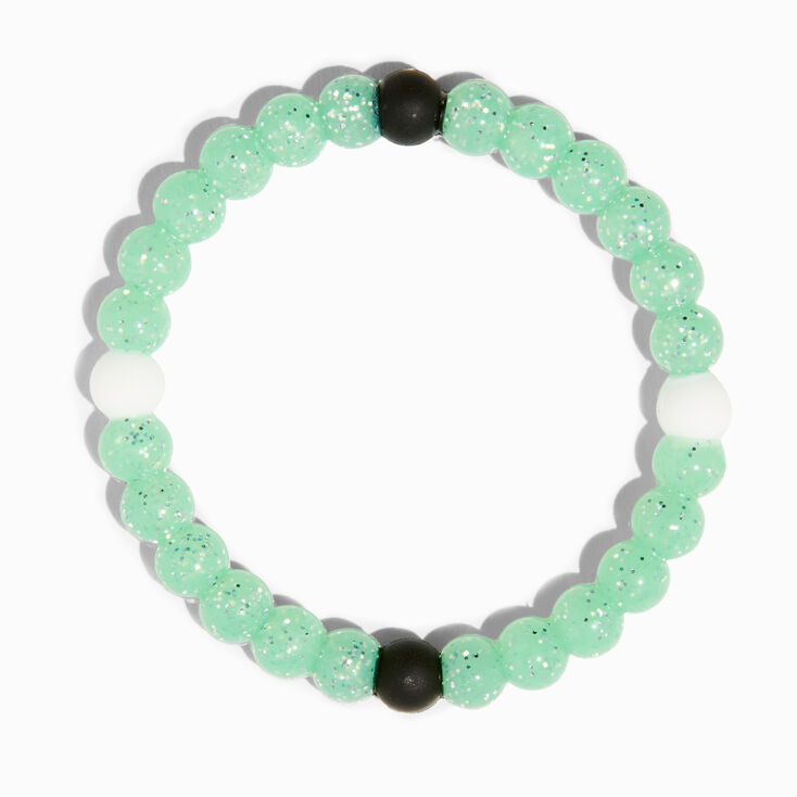 Glow In The Dark Green Glitter Fortune Bracelet,