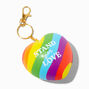 &quot;Stand for Love&quot; Rainbow Stripe Heart Stress Ball Keychain,