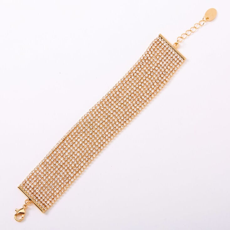Gold Rhinestone Swag Chain Bracelet,