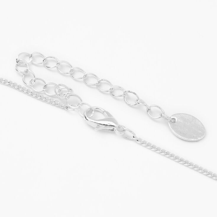 Silver Birthstone Color Tag Pendant Necklace - October,