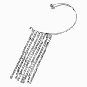 Rhinestone Fringe Linear Drop Hanging Ear Cuff,
