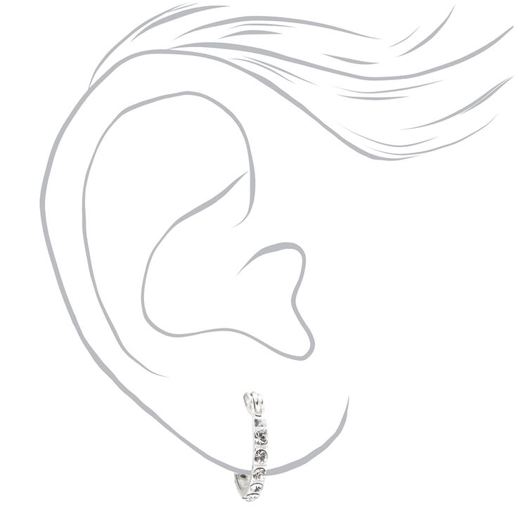 Sterling Silver 12MM Crystal Embellished Hoop Earrings,