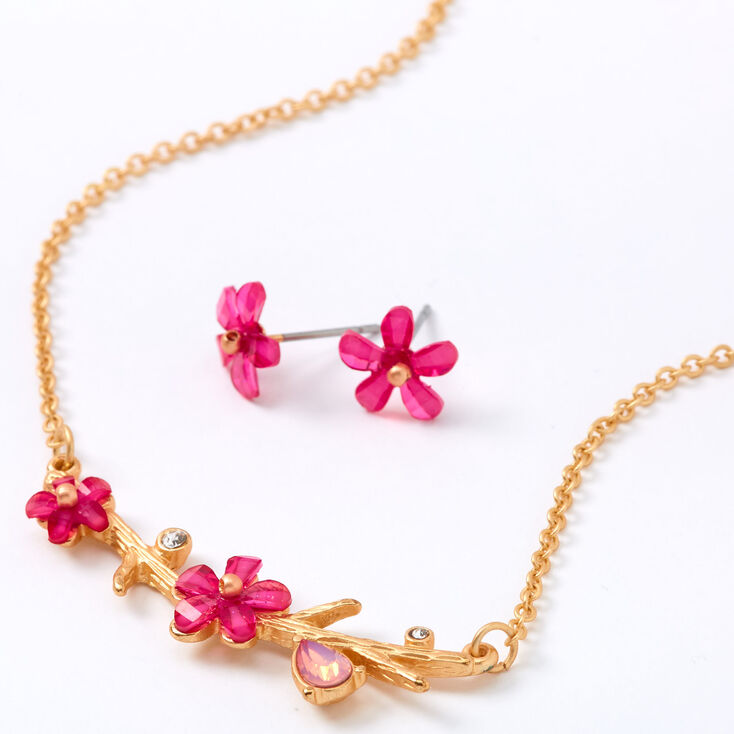 Gold Pretty Flower Jewelry Set - Pink, 2 Pack,