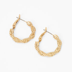 Gold Twisted Braid 20MM Hoop Earrings,