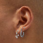Silver-tone Twisted Pearl Hoop Earring Stack - 3 Pack,