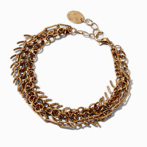 Antiqued Gold-tone Fishbone Multi-Strand Bracelet,
