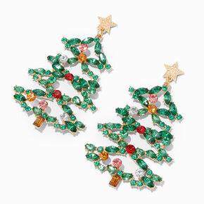 Christmas Tree Stone Drop Earrings,