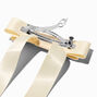 Ivory Rhinestone Studded Satin Long Tail Hair Bow Clip,