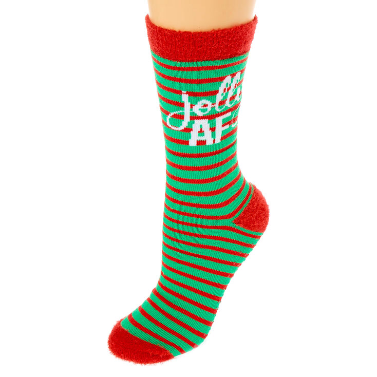 Jolly AF Striped Cozy Crew Socks - Green,